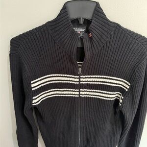 Vintage Polo Jeans‎ Co Ralph Lauren Knit 1/4 Zip Sweater Black Medium Preppy